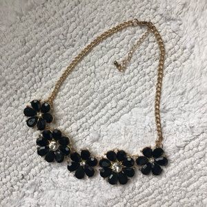 Black floral statement necklace